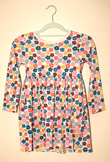 Long Sleeve Playground Dress with Pockets Color Tiny Multi Floral on Ecru