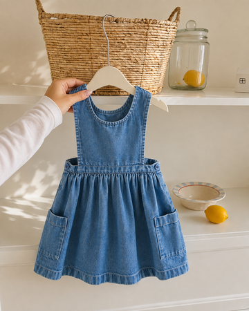 Denim Pinafore Dress with Pockets