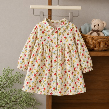 Corduroy Button-Front Dress with Pockets